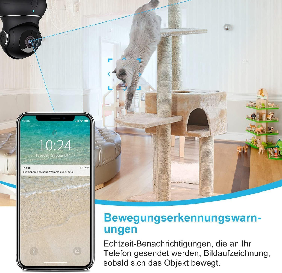 Überwachungskamera Innen 2K 360° Schwenkbar 2er-Set mit Nachtsicht - Bild 3