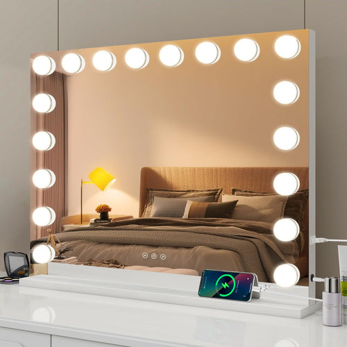 Schminkspiegel mit LED-Beleuchtung 80x60cm 3 Lichtmodi Hollywood-Stil