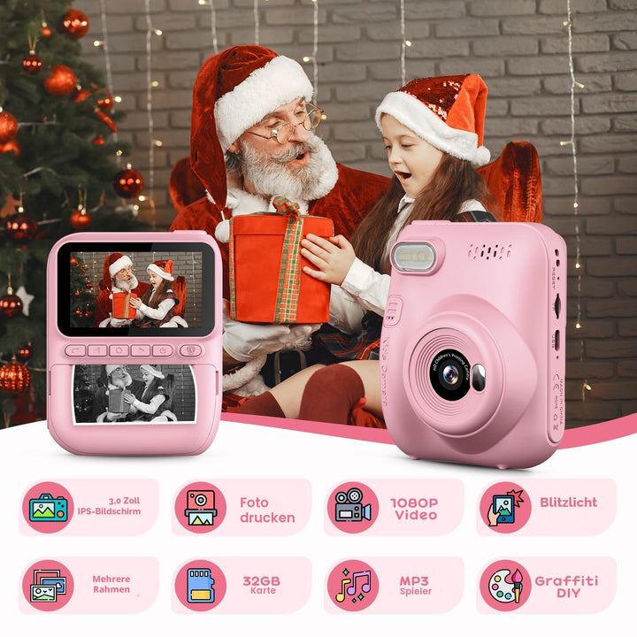 Sofortbildkamera Kinder mit Sofortdruck 14MP 3-Zoll-Display Rosa - Bild 2