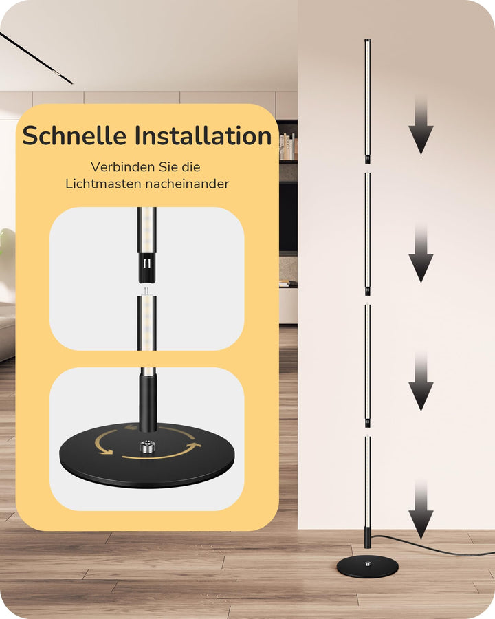 Stehlampe 2er-Set dimmbar höhenverstellbar Schwarz Metall