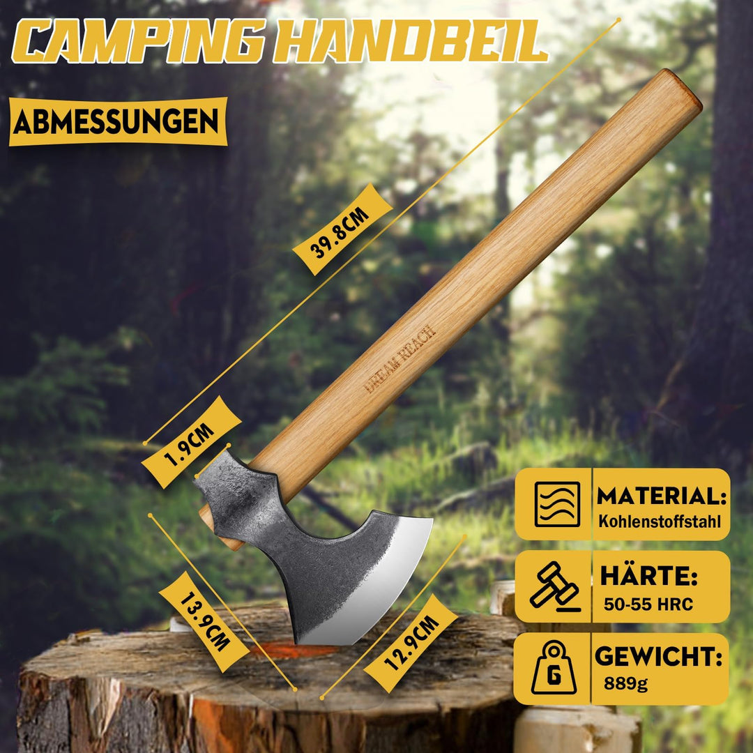 Wikingeraxt Set 2-teilig Kohlenstoffstahl mit Buchenholzgriff - Bild 4
