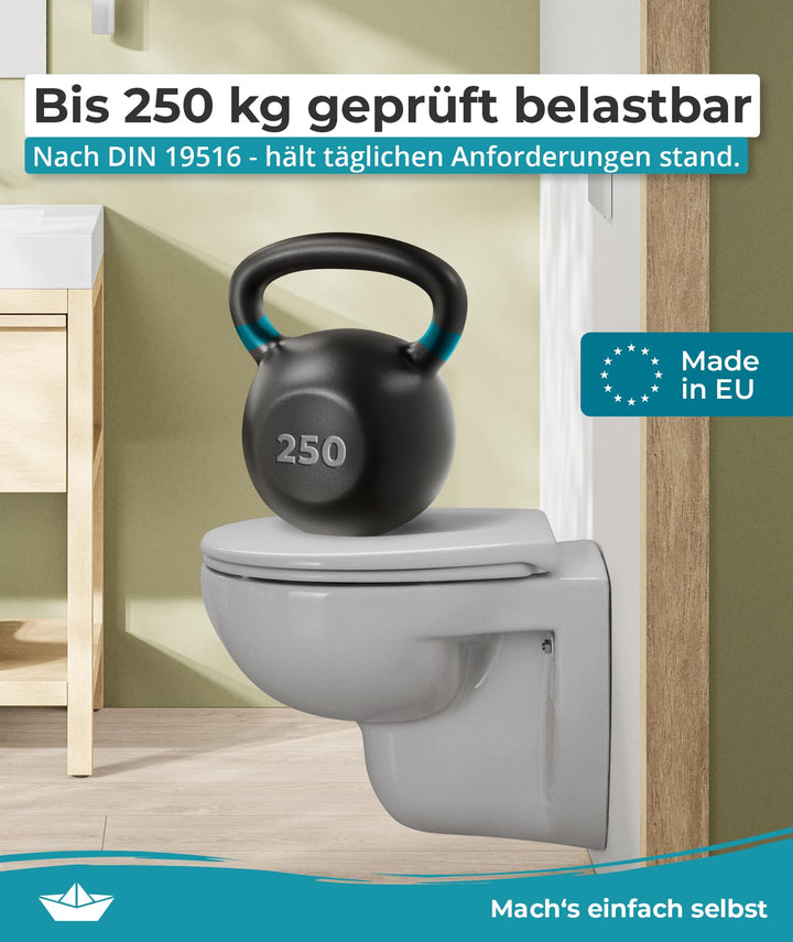 WC Sitz Duroplast oval mit Absenkautomatik Manhattan-Grau 250 kg - Bild 5