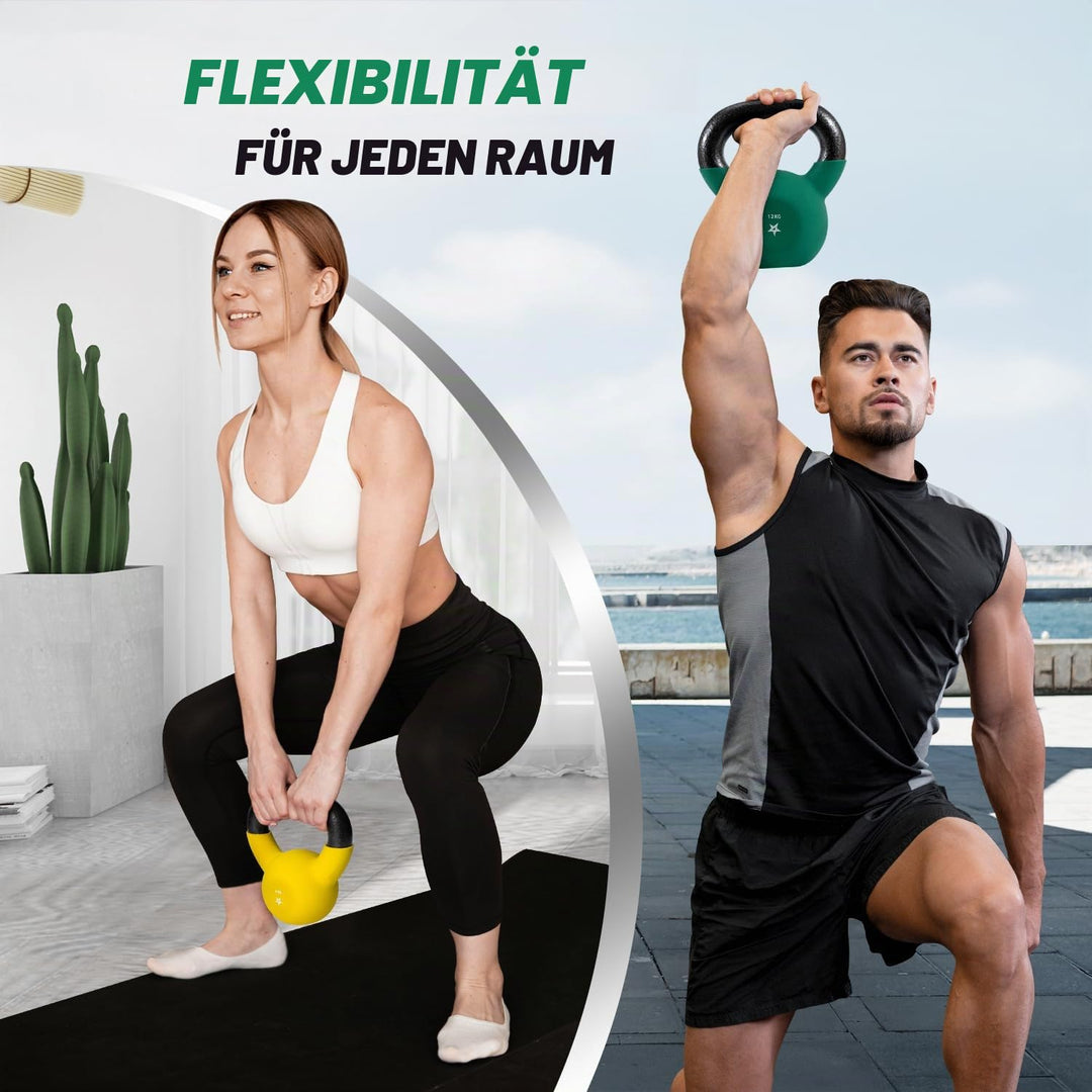 Kettlebell Gusseisen neoprenbeschichtet 12 kg für Krafttraining - Bild 5