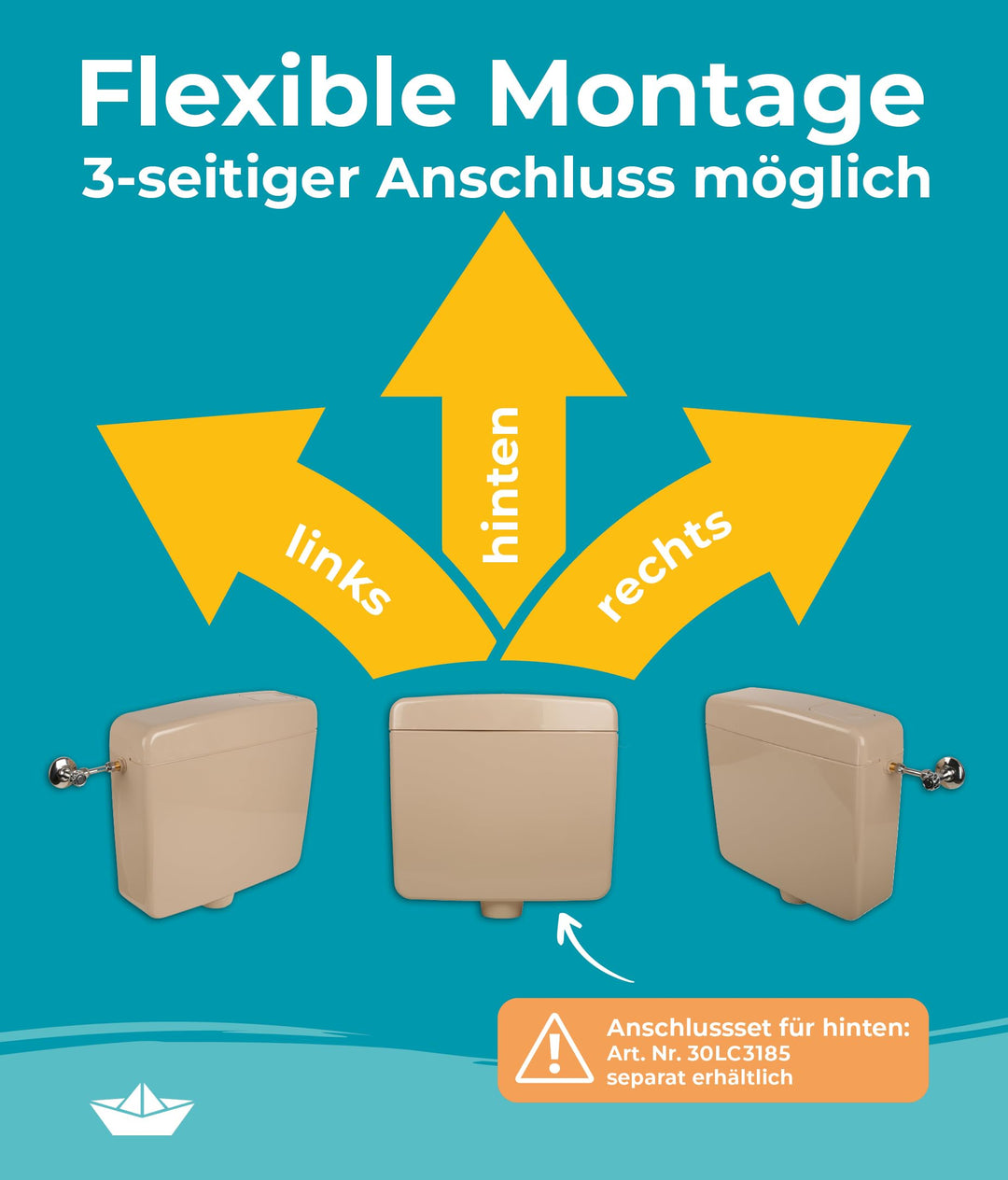 Aufputz-Spülkasten WC schmal 6–9 Liter Start-Stopp Beige-Bahamabeige - Bild 4