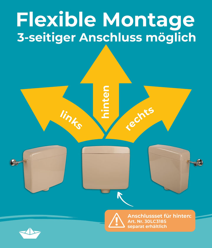 Aufputz-Spülkasten WC schmal 6–9 Liter Start-Stopp Beige-Bahamabeige - Bild 4