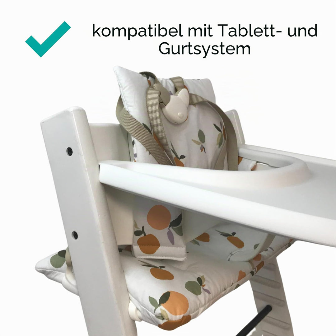 Hochstuhl-Sitzkissen Tripp Trapp kompatibel 100% Baumwolle Früchte Weiss - Bild 3