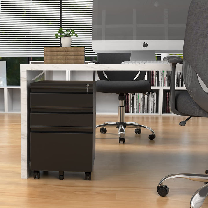 Rollcontainer Stahl abschliessbar 3 Schubladen 39x50x62 cm schwarz - Bild 6