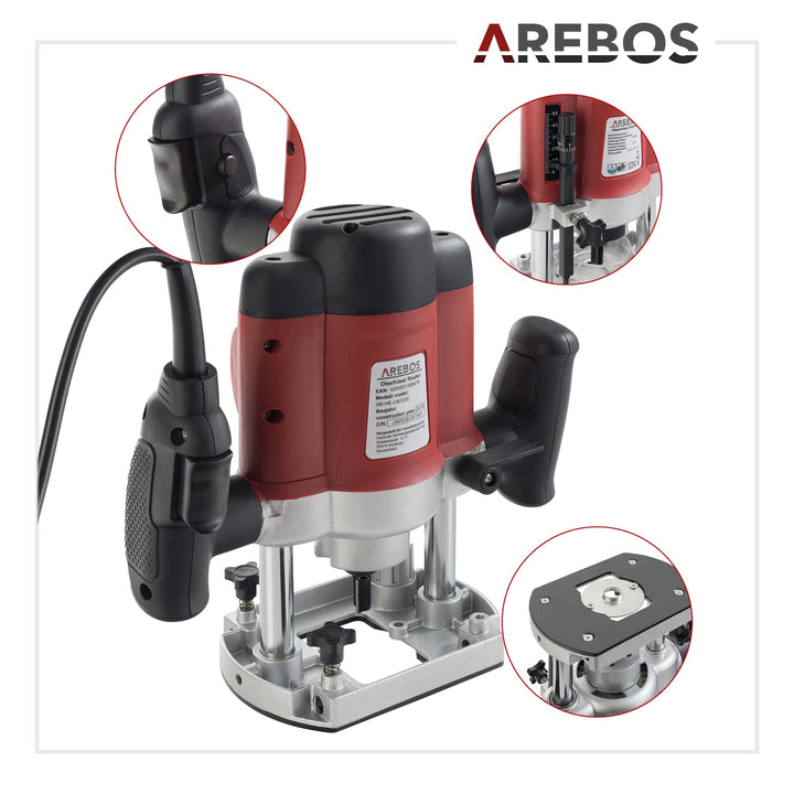 Oberfräse 1200 W mit Koffer, 12-tlg. Fräserset, 6 &amp; 8 mm - Bild 7