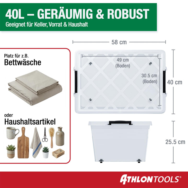 Aufbewahrungsbox mit Deckel 40L Transparent Lebensmittelecht 4er-Set - Bild 2
