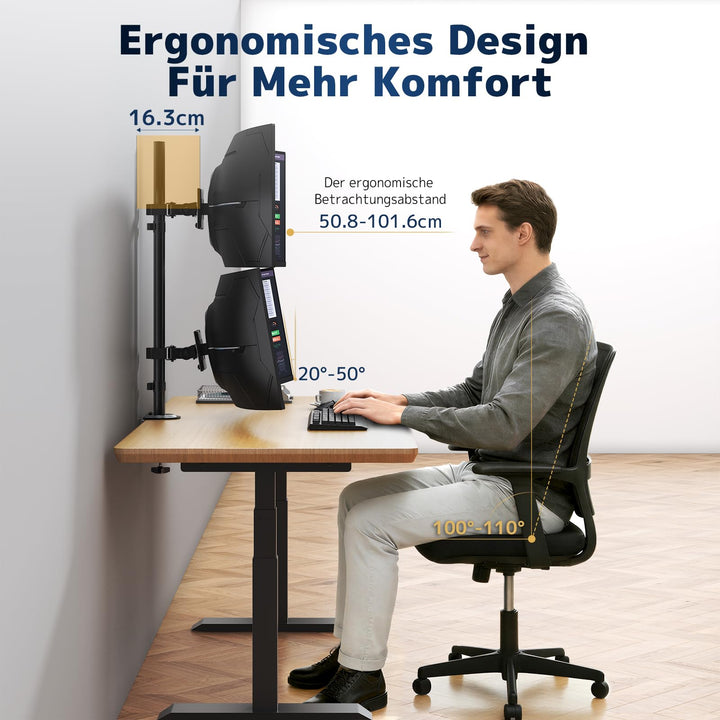 Vertikale Monitor Halterung 2 Bildschirme 17-49 Zoll höhenverstellbar VESA - Bild 4