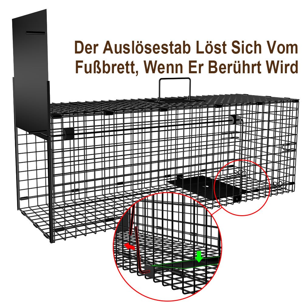 Lebendfalle Metall faltbar 78x26x29cm fuer Marder Fuchs Katze - Bild 4