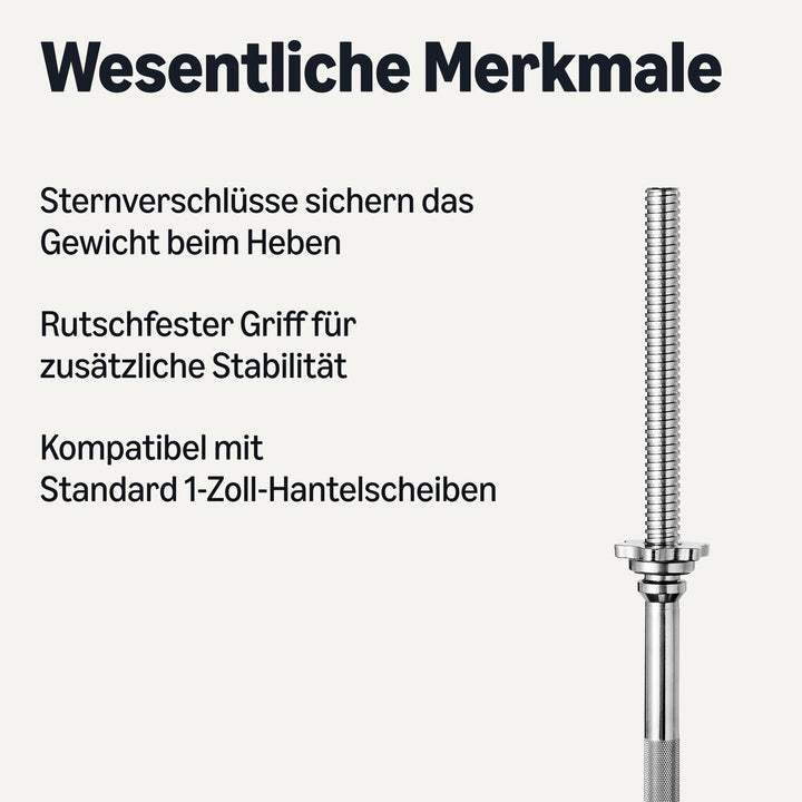 Langhantelstange 152 cm verchromt 113 kg Tragkraft Heimtraining - Bild 2