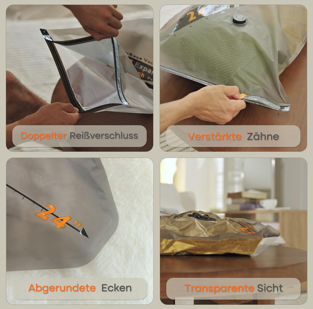 Vakuumbeutel Kleidung 20er-Set mit kabelloser Pumpe für Reisen - Bild 6
