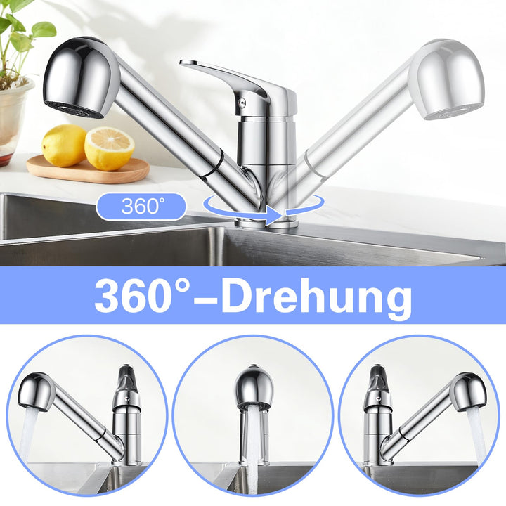 Küchenarmatur ausziehbar Chrom 360° mit 2 Strahlarten - Bild 3