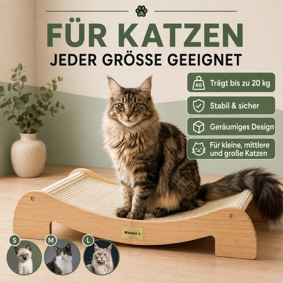 Katzen-Kratzbett Massivholz Natursisal 67x42 cm 2-in-1 Liege - Bild 7