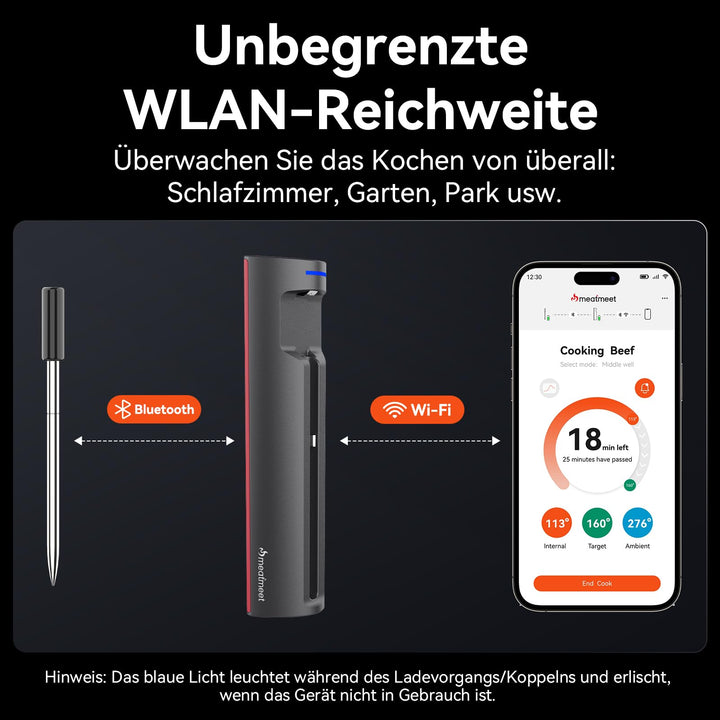 Fleischthermometer kabellos WLAN Bluetooth App-Steuerung Grill - Bild 2