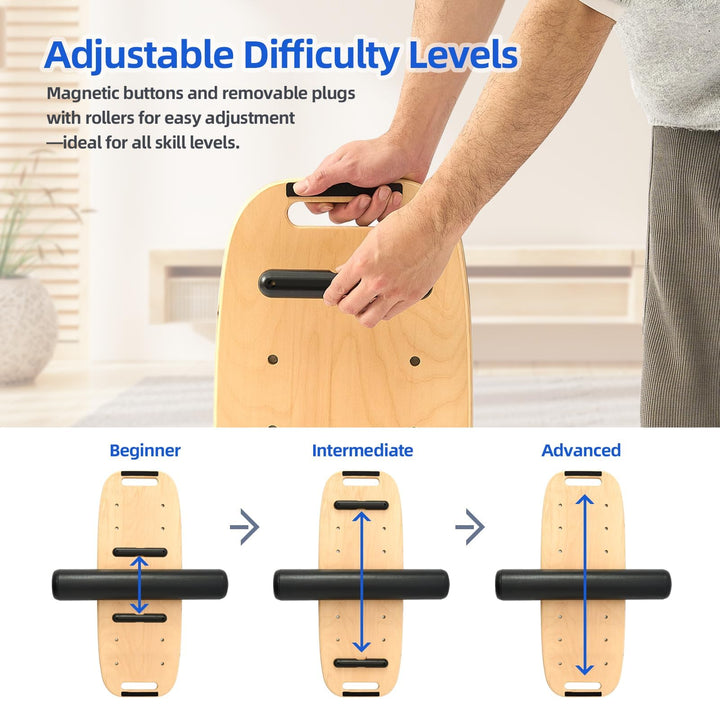 Balance Board mit Rolle Holz 15-lagig bis 200 kg Fitness &amp; Koordination - Bild 2