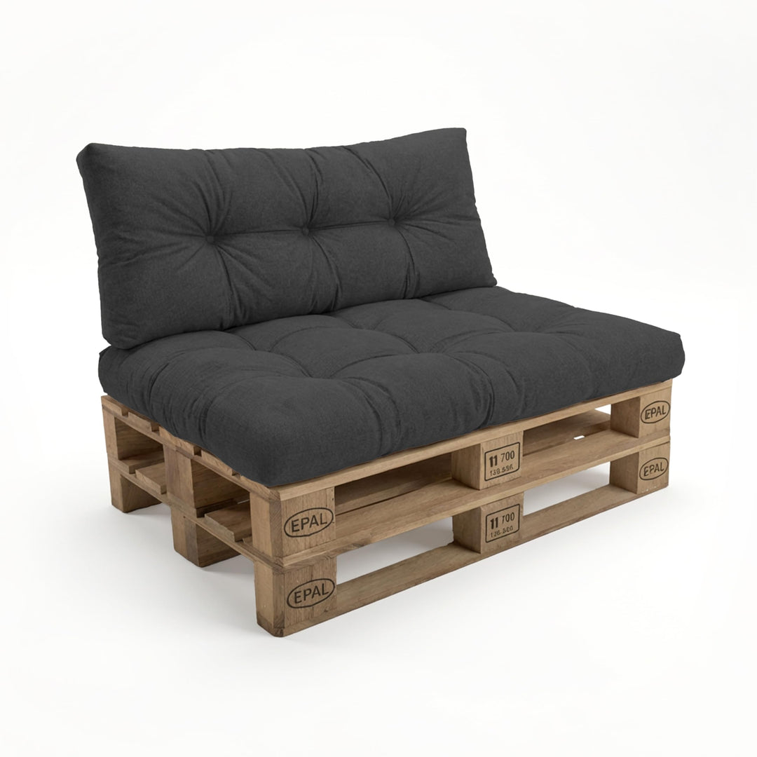 Palettenkissen 2er-Set 120x80 + 120x40 cm Anthrazit Outdoor