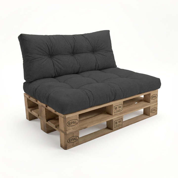 Palettenkissen 2er-Set 120x80 + 120x40 cm Anthrazit Outdoor