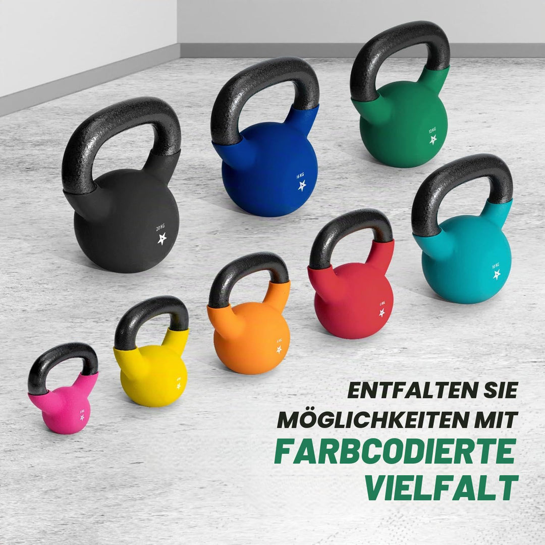 Kettlebell Gusseisen neoprenbeschichtet 12 kg für Krafttraining - Bild 4