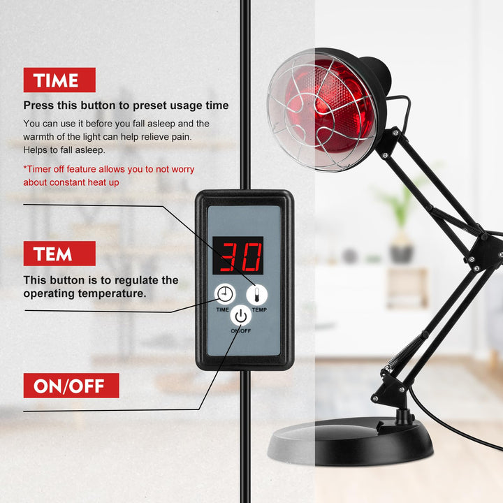 Infrarotlampe 150W mit Ständer, Timer und 10 Temperaturstufen - Bild 3