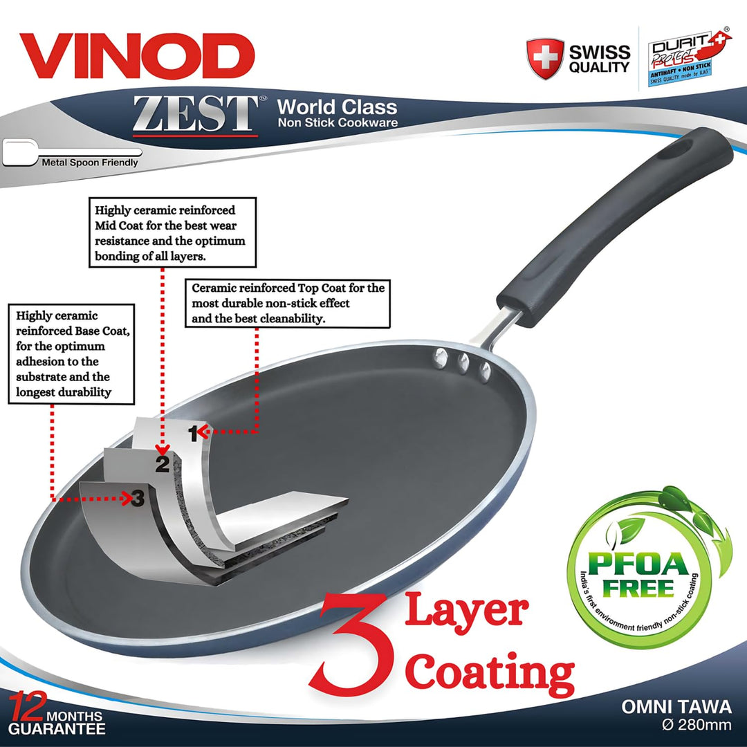 Dosa Tawa Antihaft-Grillpfanne Aluminium 25 cm flach - Bild 4