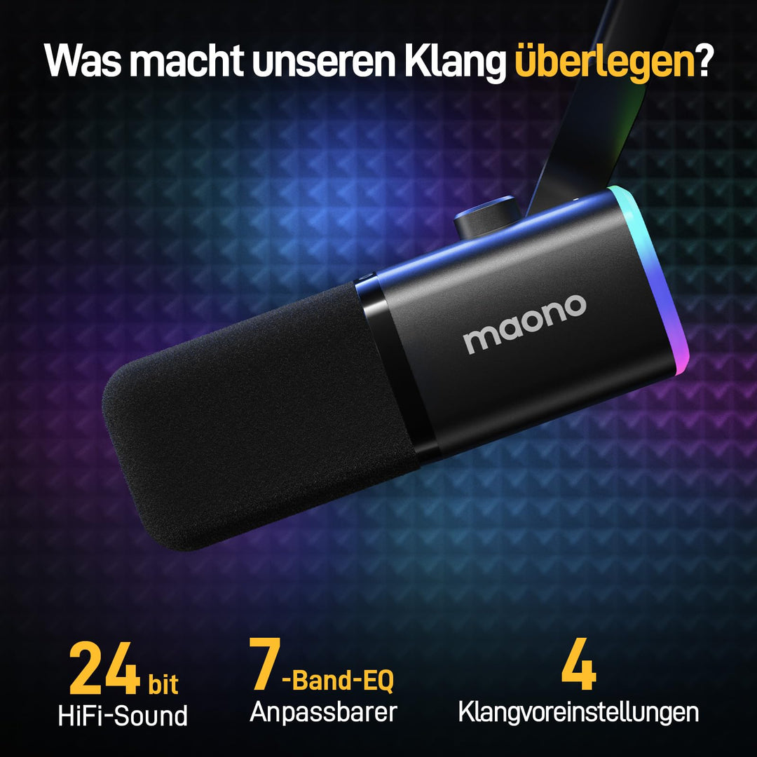 Dynamisches USB/XLR Mikrofon mit Arm 24Bit für Streaming &amp; Podcast - Bild 2