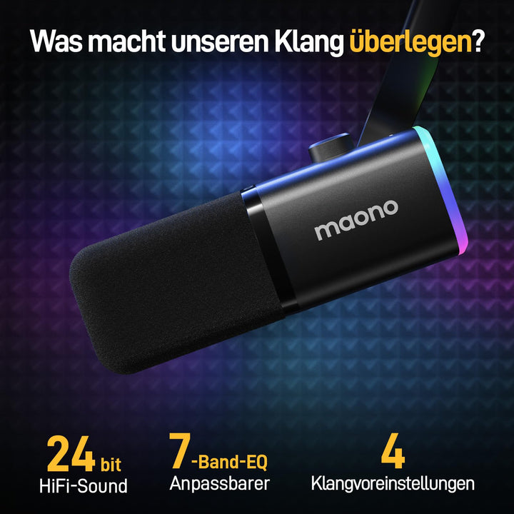 Dynamisches USB/XLR Mikrofon mit Arm 24Bit für Streaming &amp; Podcast - Bild 2