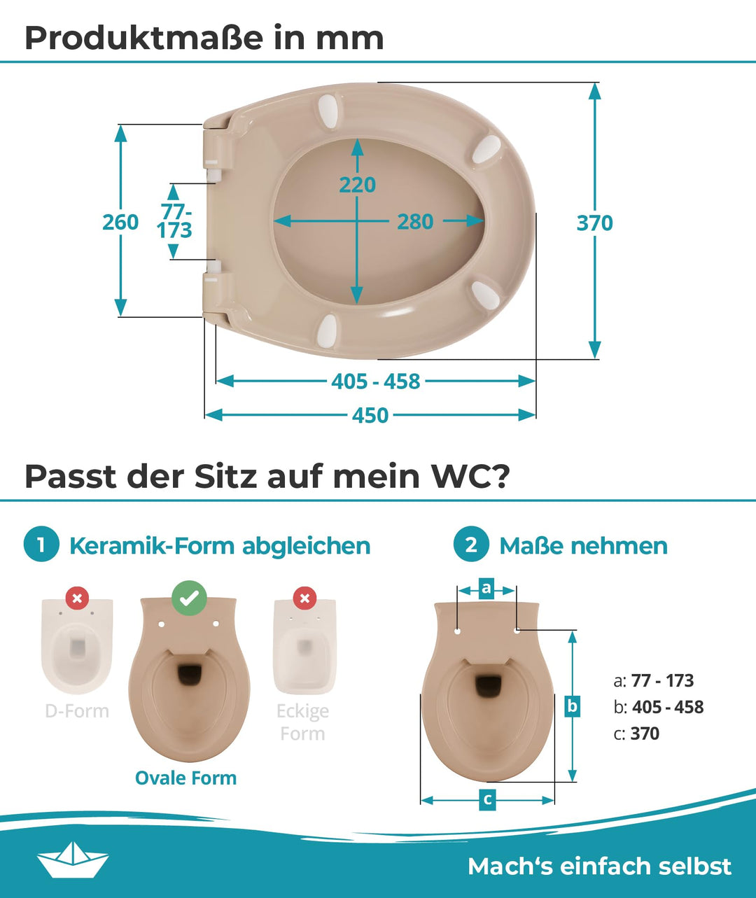 WC Sitz oval Duroplast Beige-Bahamabeige mit Absenkautomatik 250 kg - Bild 5