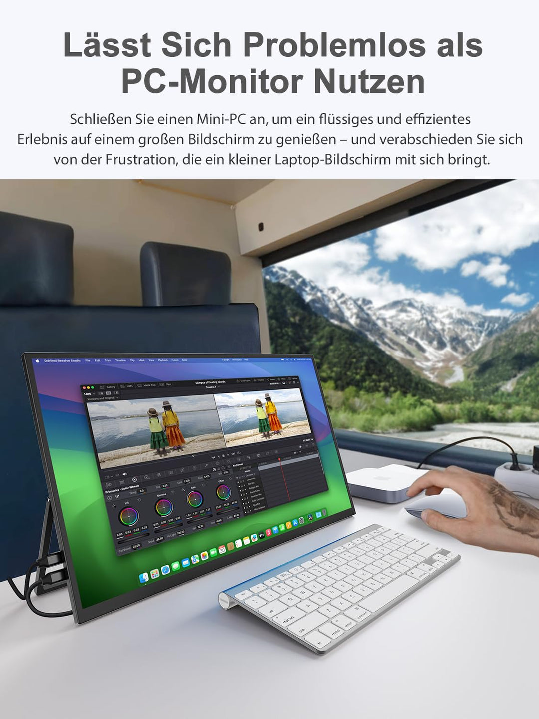 Portabler Monitor 22 Zoll 2K QLED QHD 2560x1440 140% sRGB - Bild 7