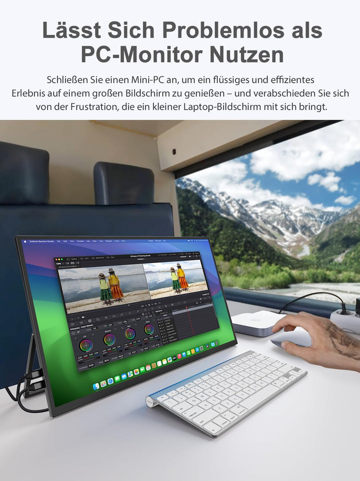 Portabler Monitor 22 Zoll 2K QLED QHD 2560x1440 140% sRGB - Bild 7