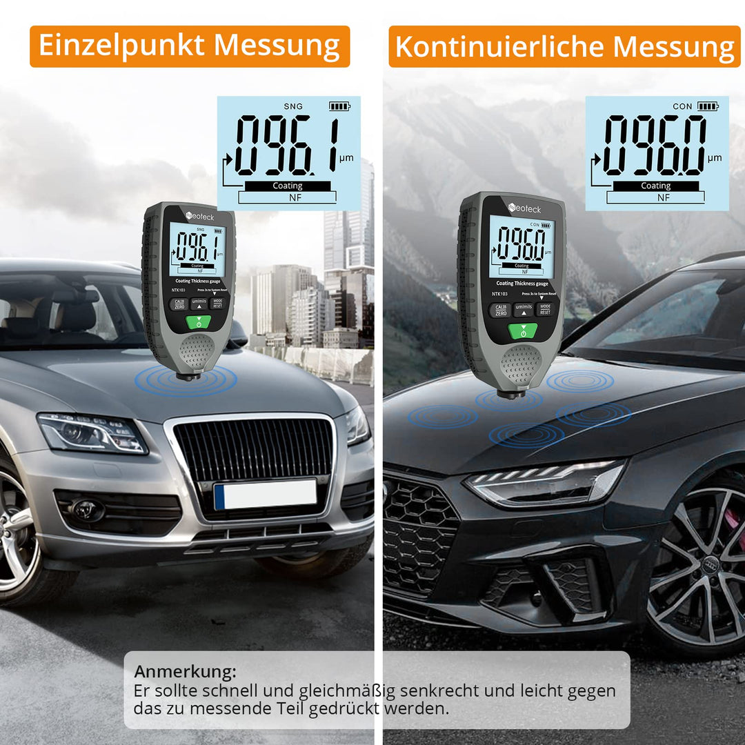 Schichtdickenmessgerät Autolack 0–1500 µm Stahl &amp; Aluminium LCD - Bild 2