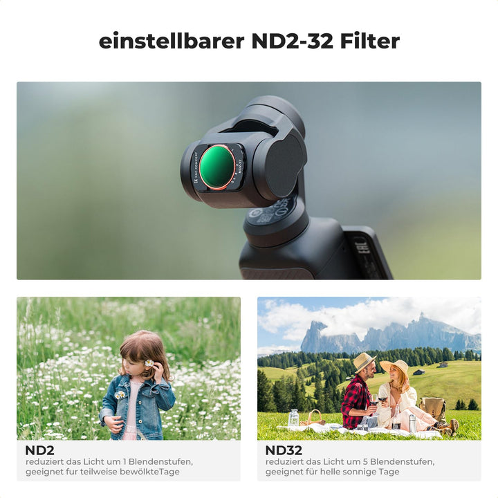 Filterset für DJI Osmo Pocket 3/4 Magnetisch ND2-32 CPL Black Mist Weitwinkel - Bild 5