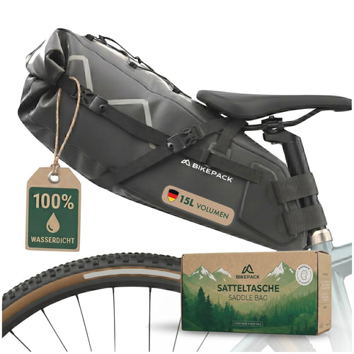 Satteltasche Bikepacking 15L wasserdicht für Rennrad Gravelbike