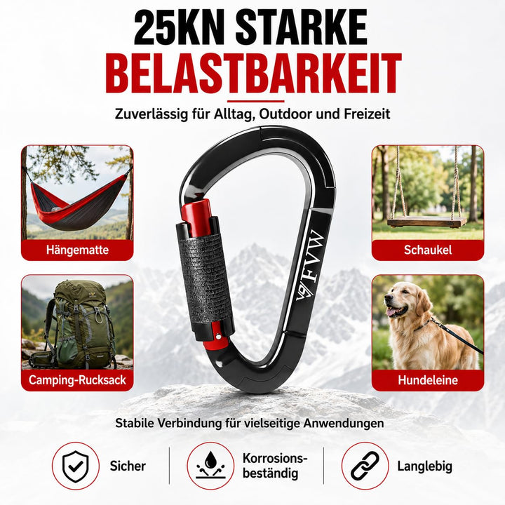 Kletterkarabiner Aluminium 25KN Auto-Lock 5er-Set für Camping - Bild 4