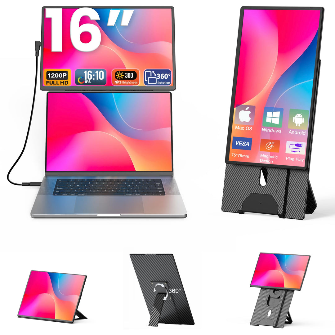 Tragbarer Monitor 16 Zoll Full HD IPS 360° drehbar VESA