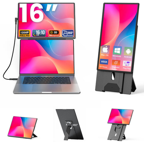 Tragbarer Monitor 16 Zoll Full HD IPS 360° drehbar VESA
