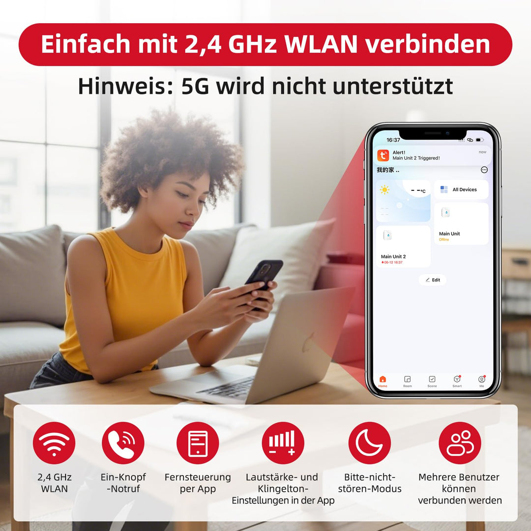 Notfallarmband Senioren WLAN Tuya-App IP55 mit Sofortalarm - Bild 7
