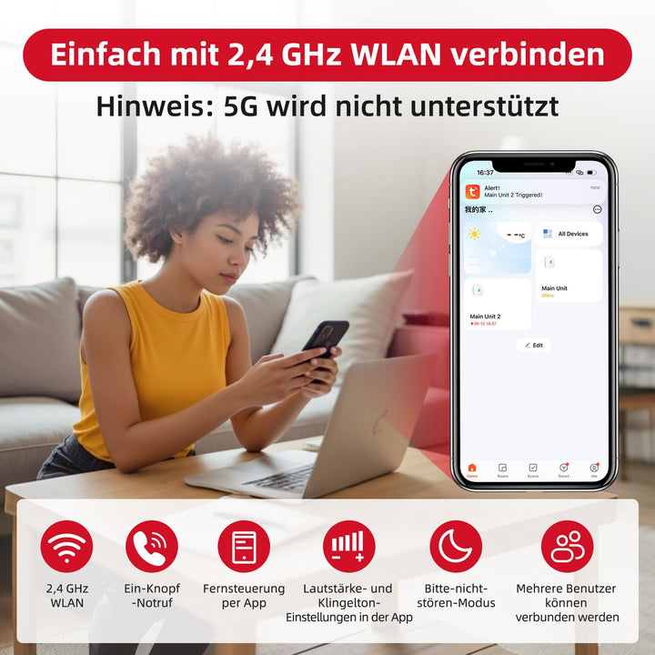 Notfallarmband Senioren WLAN Tuya-App IP55 mit Sofortalarm - Bild 7