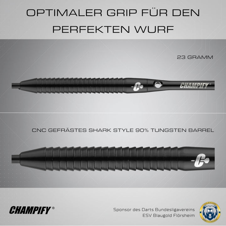 Steeldart Set 90% Tungsten 23g mit Darttasche, 9 Schäfte &amp; Flights - Bild 5