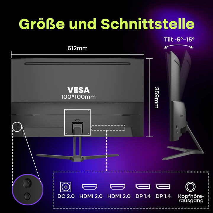 Curved Gaming Monitor 27 Zoll QHD 2560x1440 200Hz 1ms - Bild 8