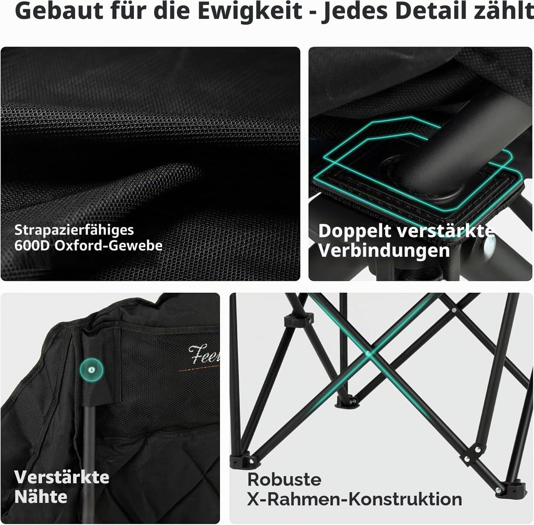 Campingstuhl XXL klappbar gepolstert mit Kühltasche 204 kg - Bild 7