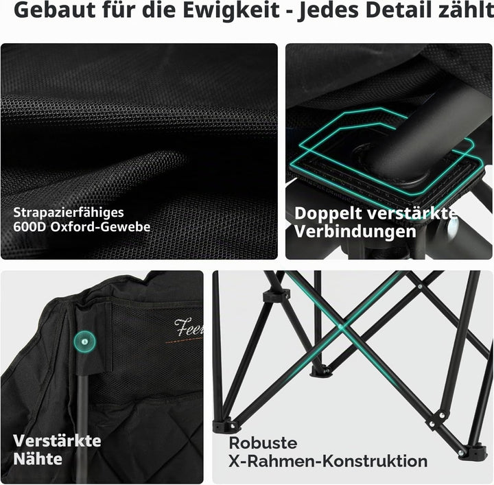 Campingstuhl XXL klappbar gepolstert mit Kühltasche 204 kg - Bild 7