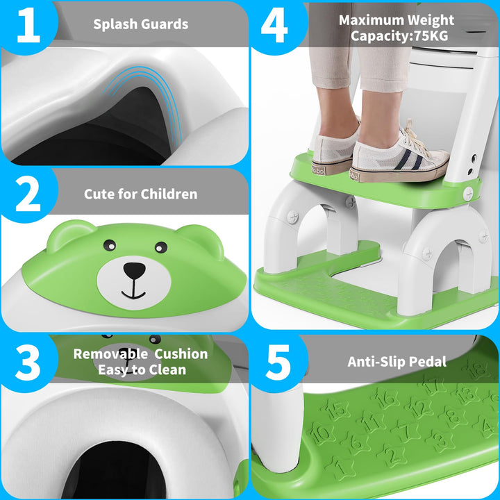 Toilettentrainer Kinder mit Treppe 2-in-1 klappbar grün - Bild 6