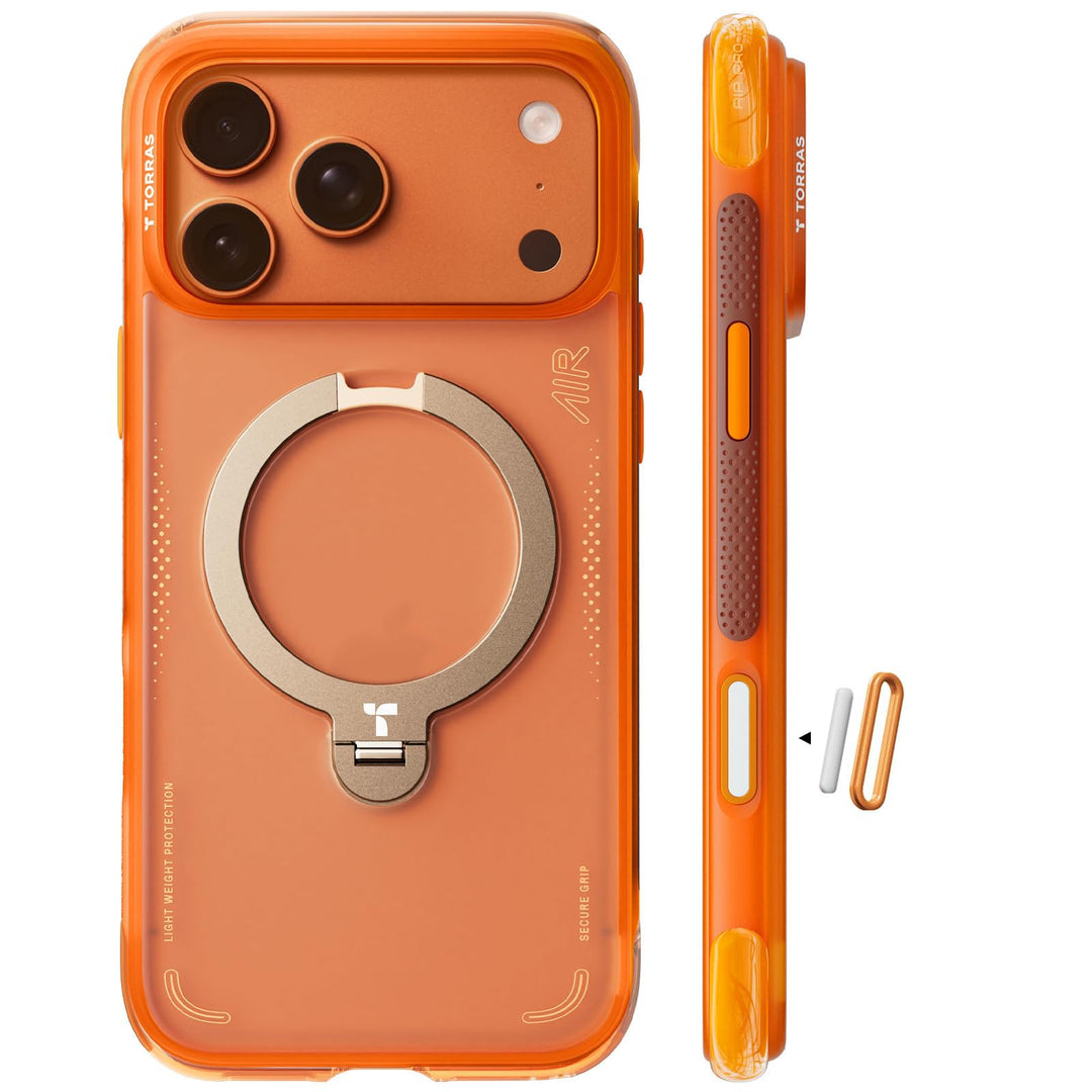 Handyhülle iPhone 17 Pro Max Airbag Matt Orange mit Magnetring
