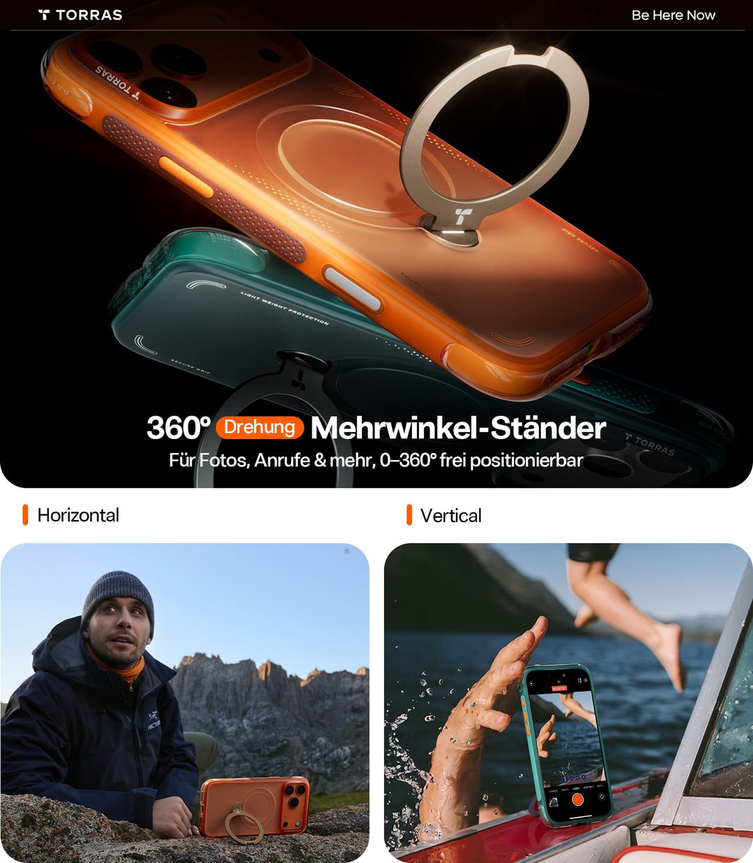 Handyhülle iPhone 17 Pro Max Airbag Matt Orange mit Magnetring - Bild 4