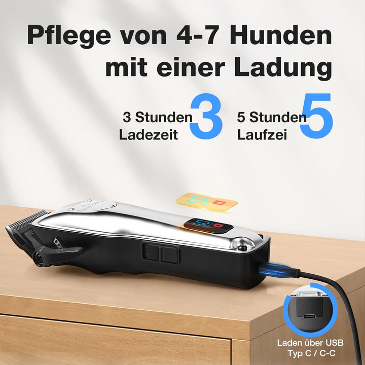 Hundeschermaschine leise 55dB Keramikklinge USB-C für dickes Fell - Bild 4