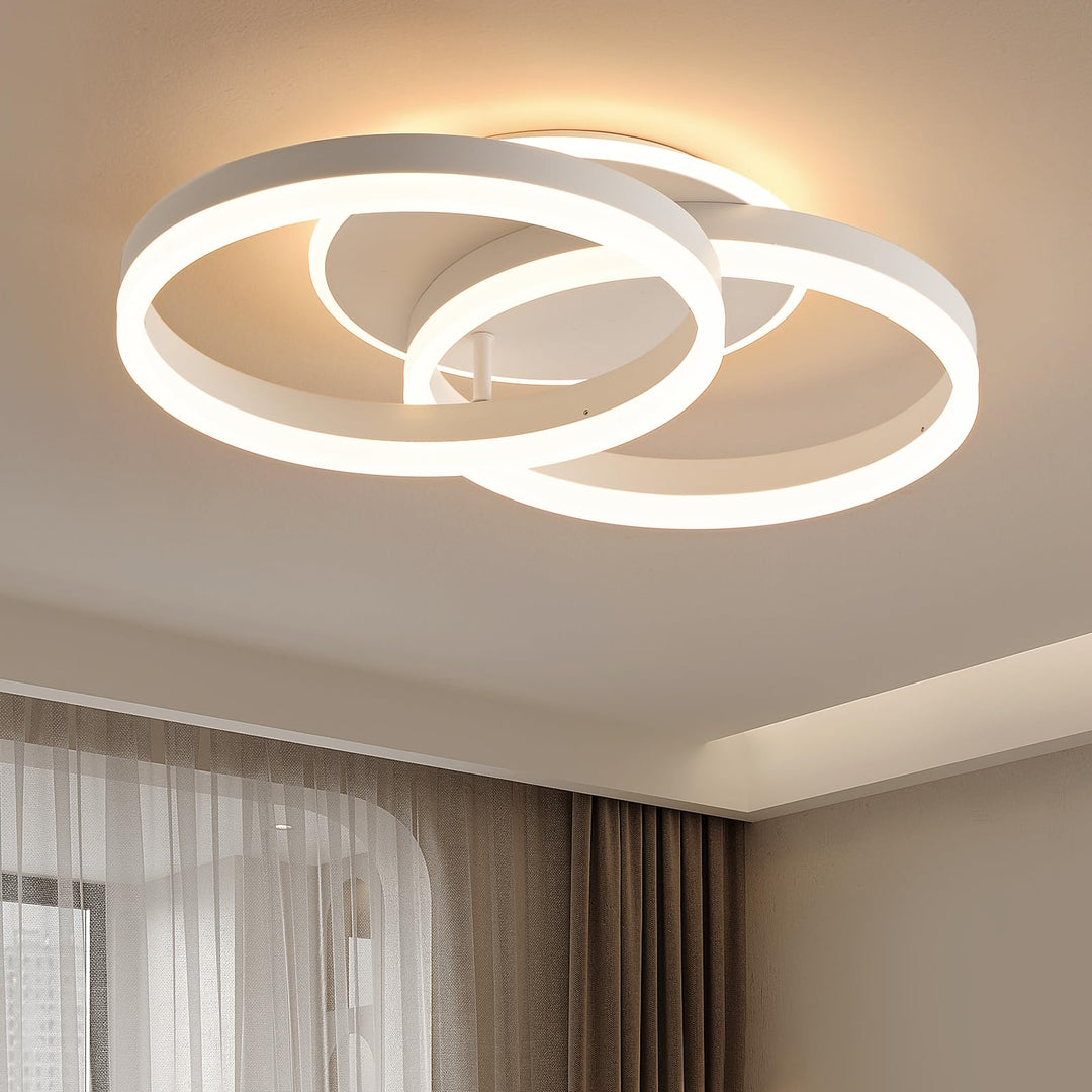 LED Deckenleuchte 2-Ring-Design 36W dimmbar mit Fernbedienung Weiss