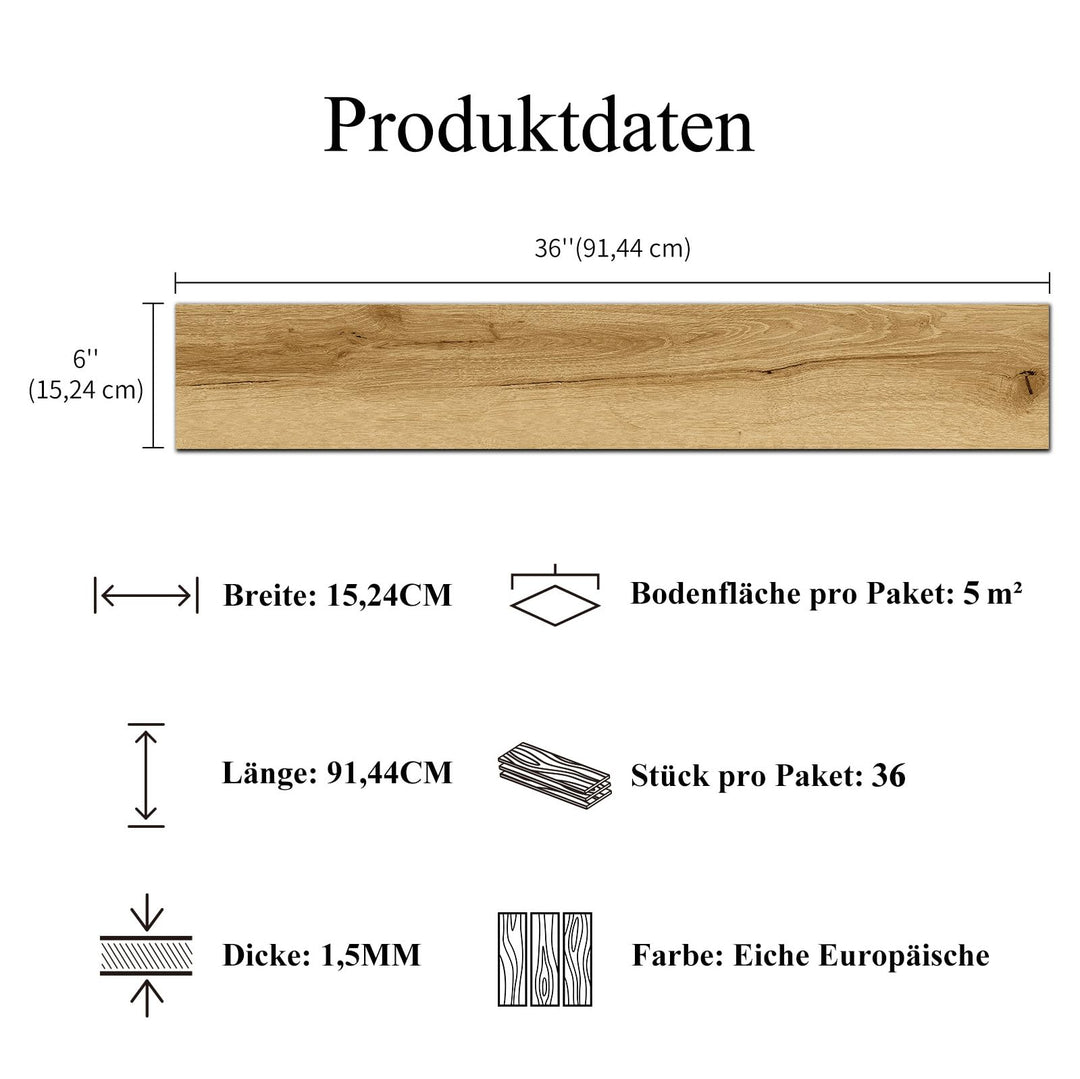 Vinylboden selbstklebend Holzoptik Eiche 5 m² wasserdicht 36 Dielen - Bild 5