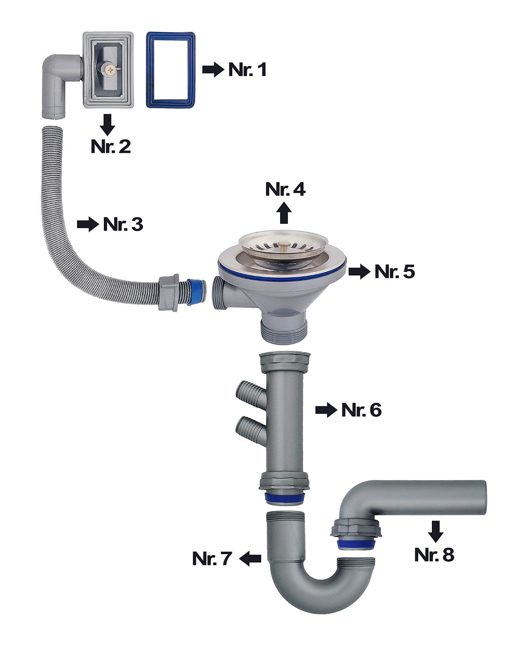 Edelstahlspüle Einbau 50x50 cm flächenbündig mit Syphon-Set - Bild 5